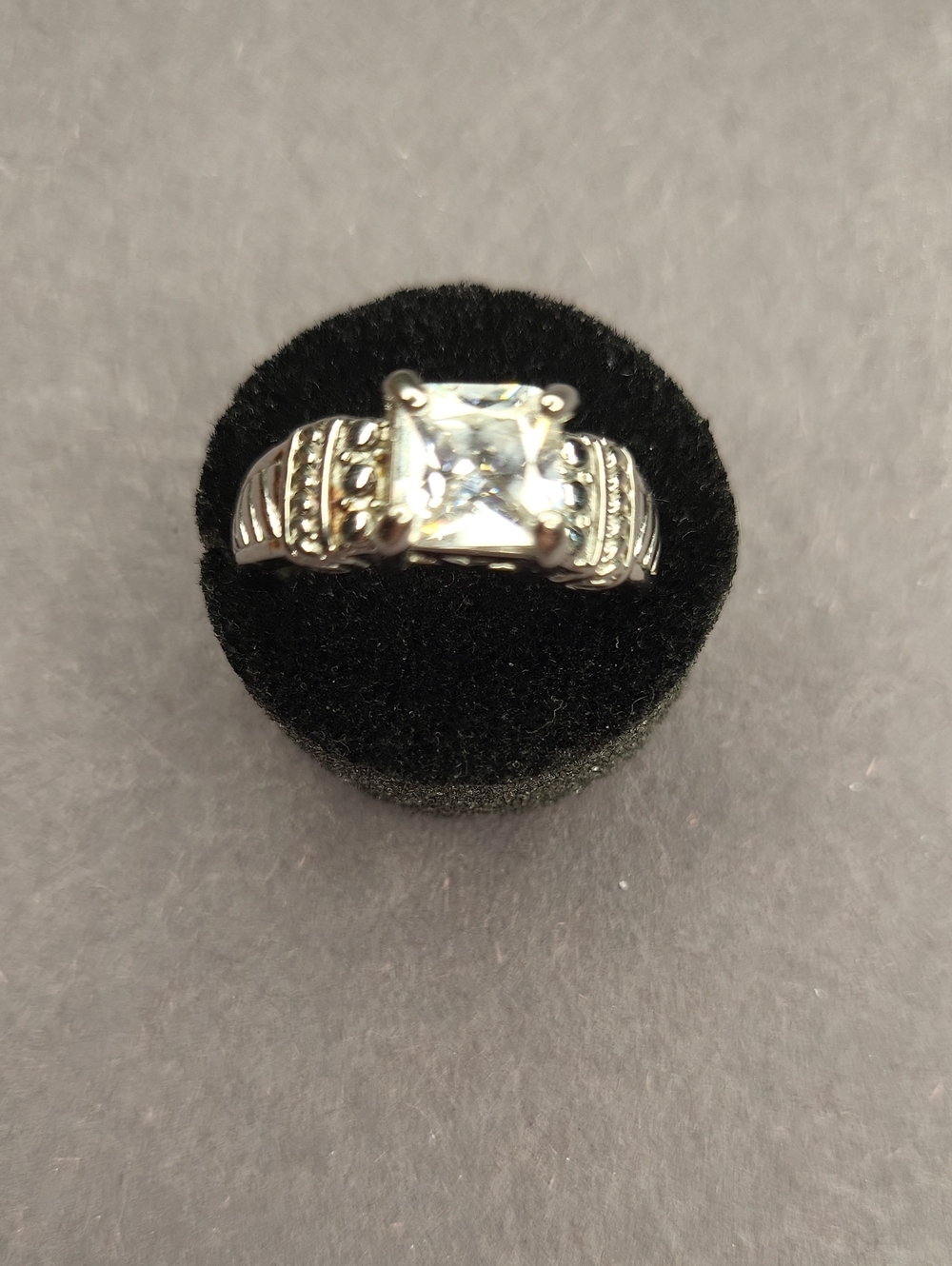Silver-Tone Clear Stone Cocktail Ring